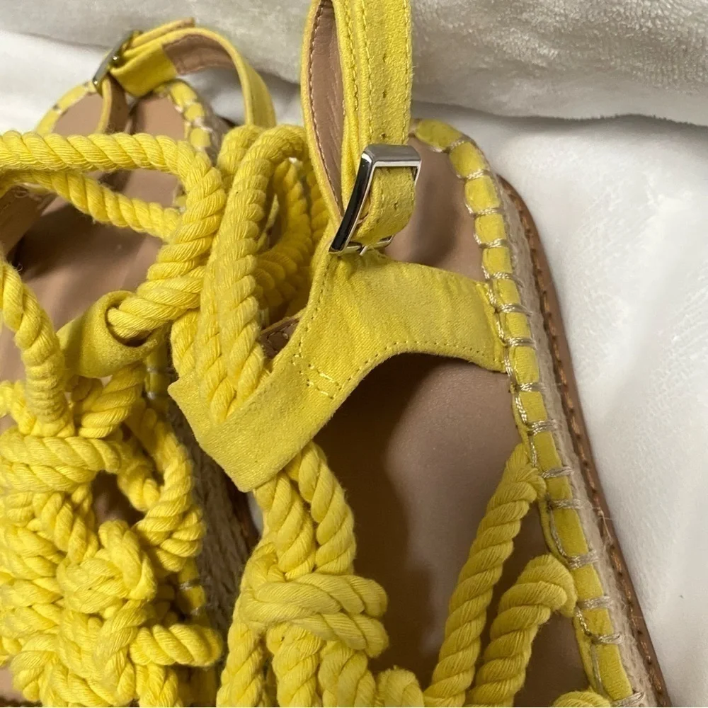 Asos Design yellow rope platform espadrilles size 6